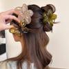 Fashion Flower Hair Clip For Women Hawaiian Acrylic Large Hair Claw Clip Crab Coffee Color Shark Clip Headdress Hair Accessories