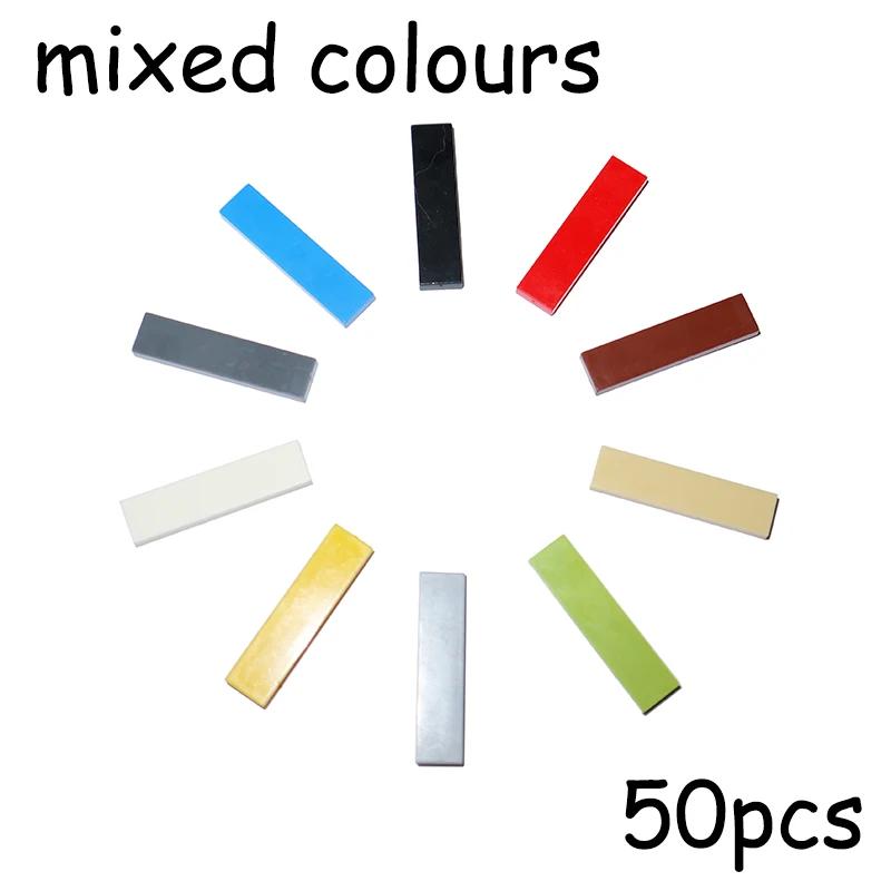 50PCS MOC Assemble Particles 2431 Size 1x4 Bricks Flat Tile Smooth 1*4 Building Blocks DIY Educational Creative Toy for Kids