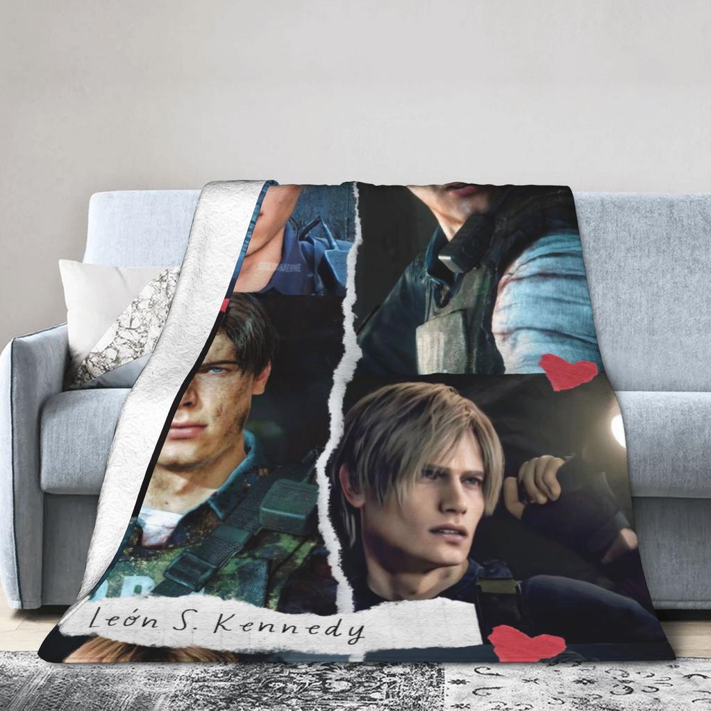 Leons Kennedy Residents Evils Warm Soft Blanket Students Plush Throw Blanket Pattern Couch Chair Flannel Bedspread Bed Cover