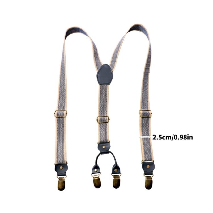 Vintage Style Adjustable Suspenders NonSlip Y Back Clips Soft Elastic Rubber 2.5cm Width Adult Accessory