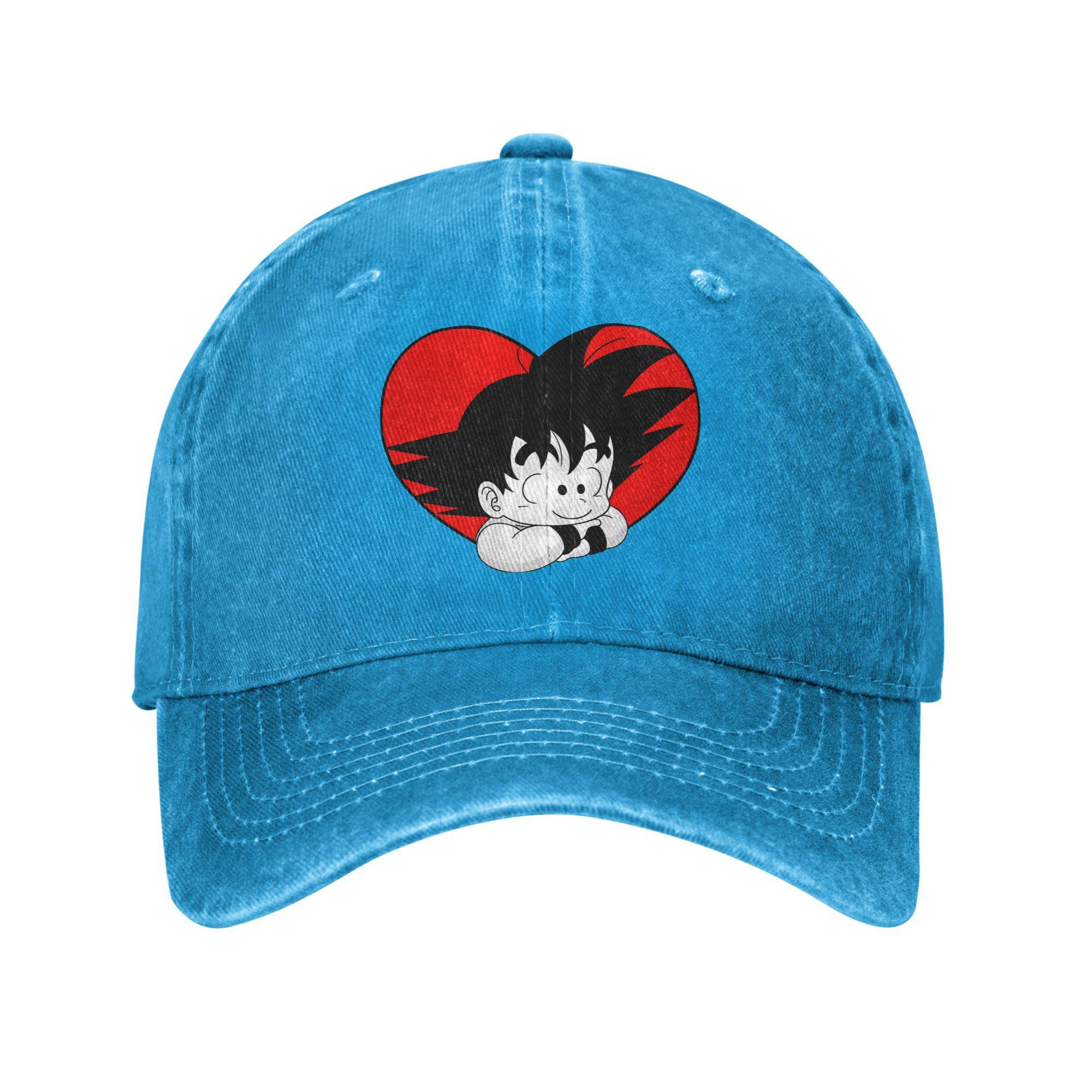 

Dragon Ball DBZ Goku Baseball Caps Distressed Cotton Red Heart Headwear Unisex Style Outdoor All Seasons Travel Gift Hats Cap One Size