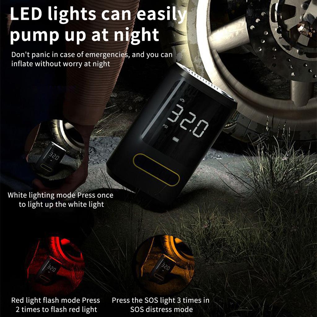 Portable Cordless Air Compressor USB Rechargeable Car Tire Inflator Power Bank Air Pump 150PSI with