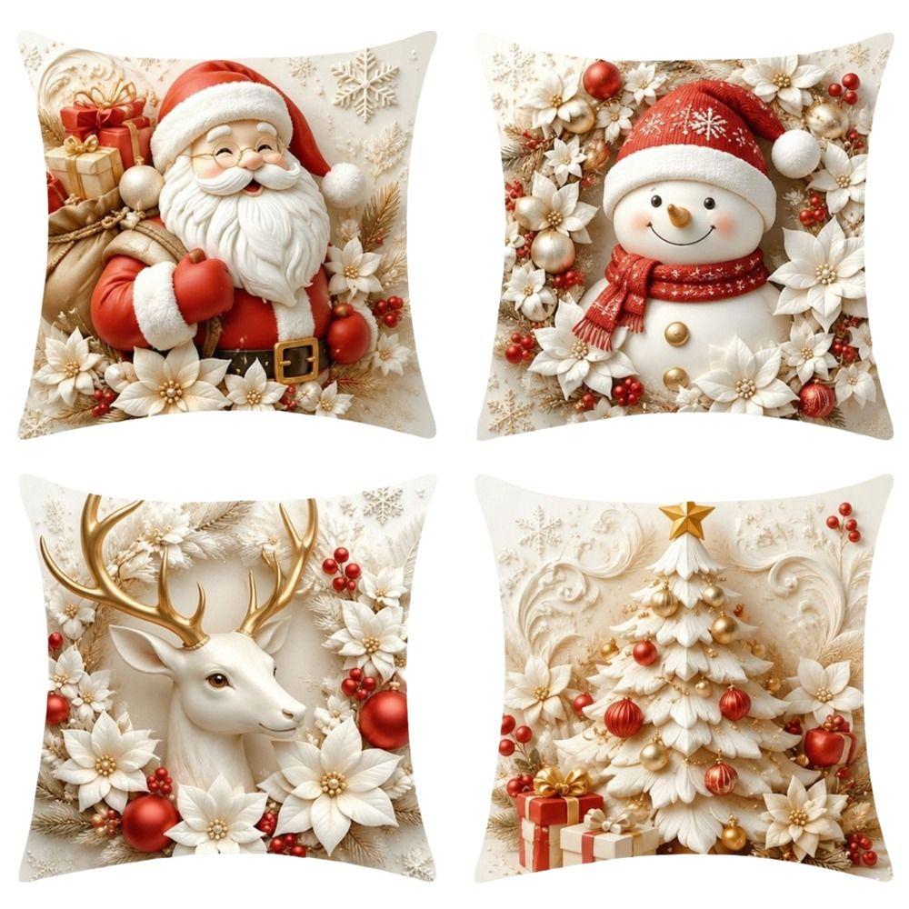 45x45cm Christmas Pillow Covers Detachable Soft Holiday Cushion Case  Sofa House Room