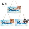 Ocean Themed Decor Welcome Decorative Sign, Wooden Mediterranean Retro Style Long-lasting Door Decoration Wall Mounted Sign for Indoor Outdoor