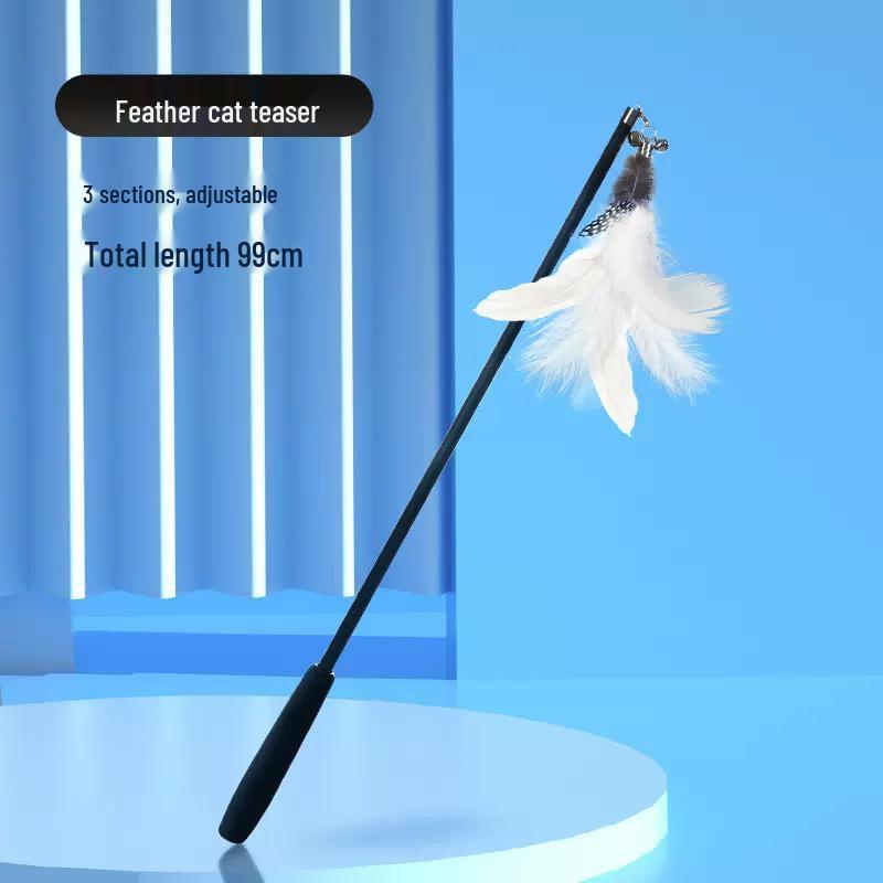

Retractable Cat Teasing Stick with Feather & Bell Attachment Kit