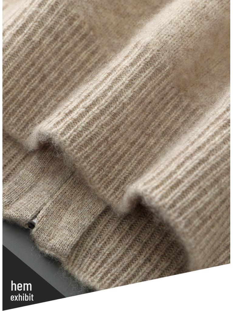 Men's Versatile Stand-Up Collar Cashmere Wool Cardigan - Long-Sleeve, Thickened Knitted Coat for Autumn and Winter
