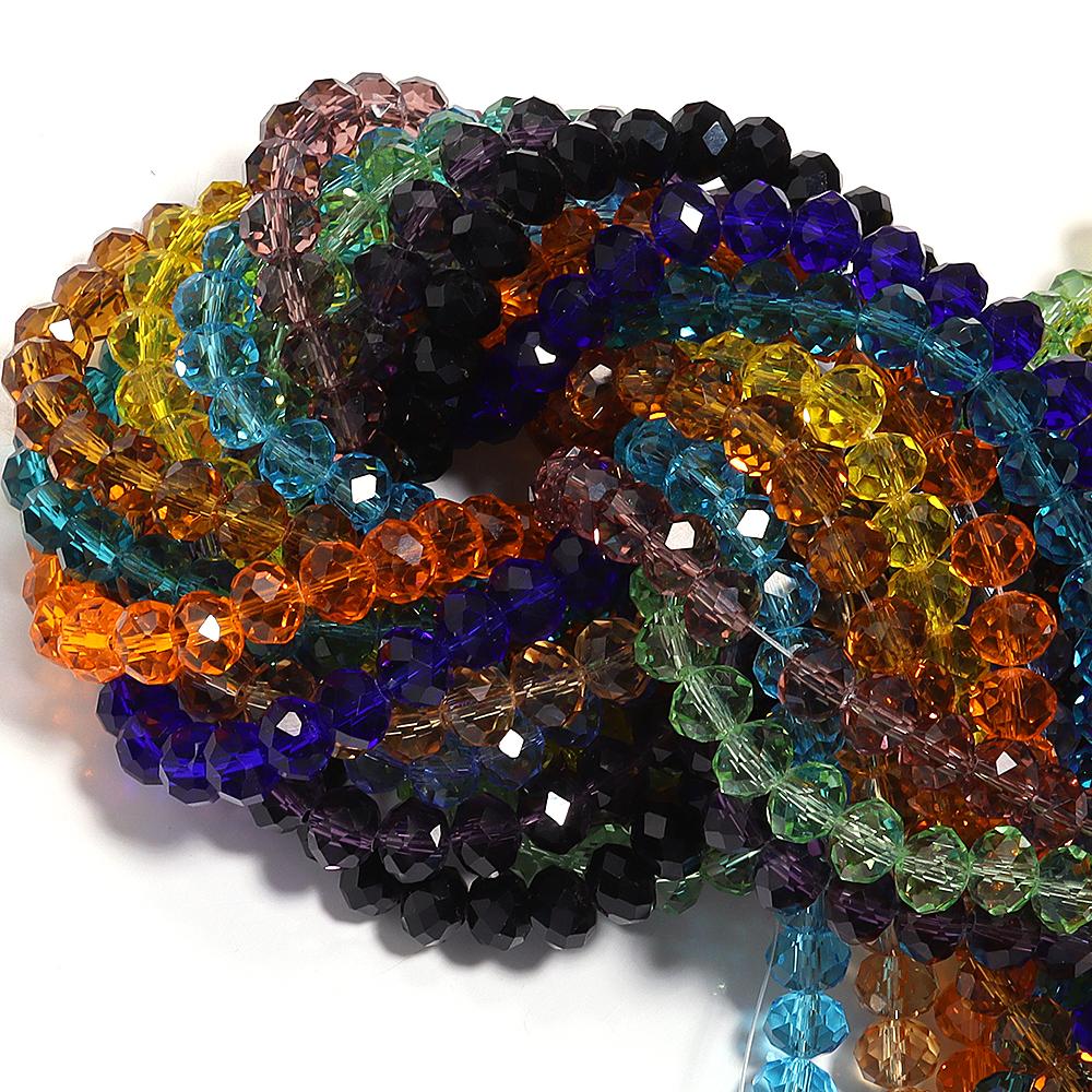 3/4/6/8/10mm Clear Color Faceted Crystal Rondelle Glass Beads Loose Spacer Abacus Beads For Jewelry Making DIY Bracelet Necklace