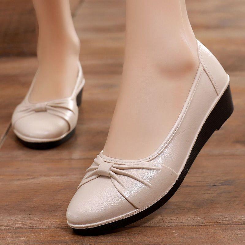 Single Shoe Shallow Mouth Women's Bow Work Shoes Lightweight Rain Shoes Anti Slip and Waterproof