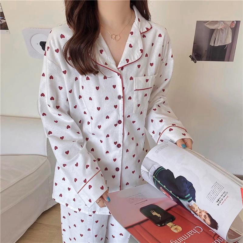 Koreanischen Stil Frühling Herbst Rest Pyjamas für Frauen Mode Langarm Hosen Hochwertige Elegante Komfortable Revers Loungewear