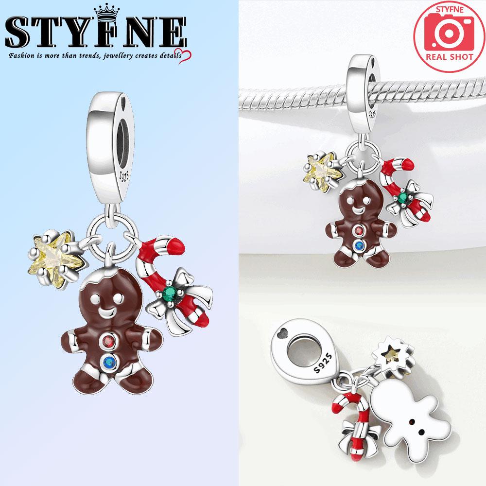 Copper Snowflake Christmas Elk Snowflake Snowman Charms Beads Brand Bracelet Exquisite Diy Jewelry Making Women'S Gift
