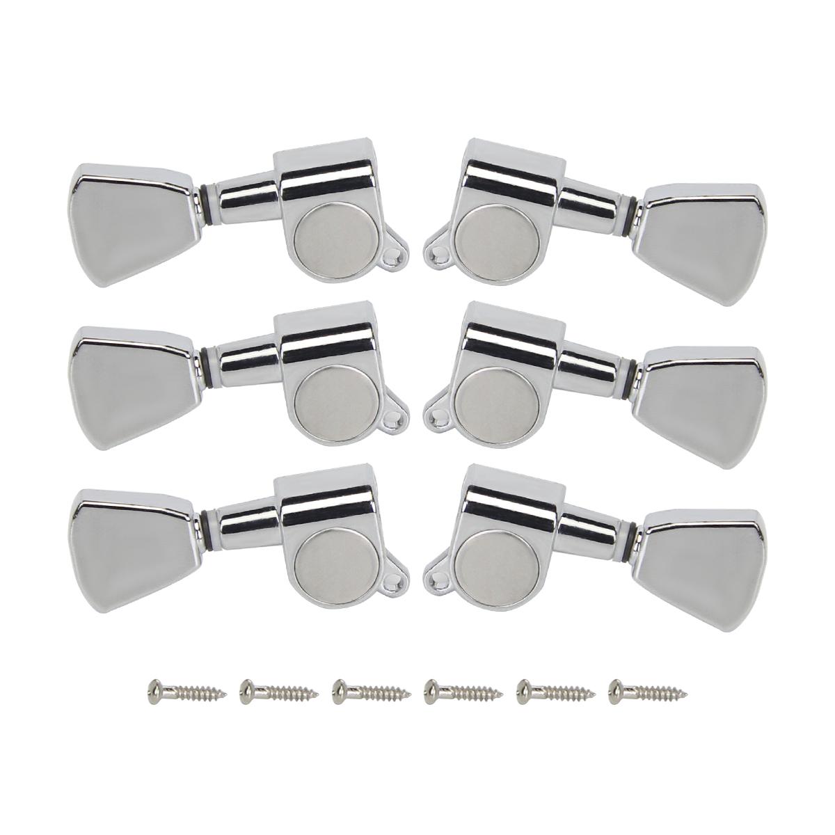 

FLEOR Set of Closed Guitar Tuning Keys Machine Heads Tuners 3L3R String Tuning Pegs Sealed ,Black/Silver Option