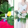 Plantes Artificielles Fleurs Mariage Festival Décoration de Fête Décor Maison Cour Jardin Feuilles de Palmier Tropicales en Plastique avec Tiges