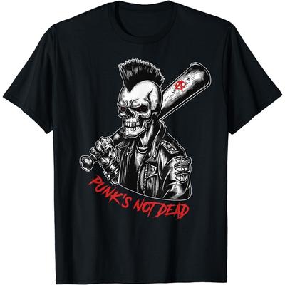 HERSIL Punks NOT Dead Koszulka Czaszka Lata 70. 80. Emo Punk Goth Ubrania Koszulka