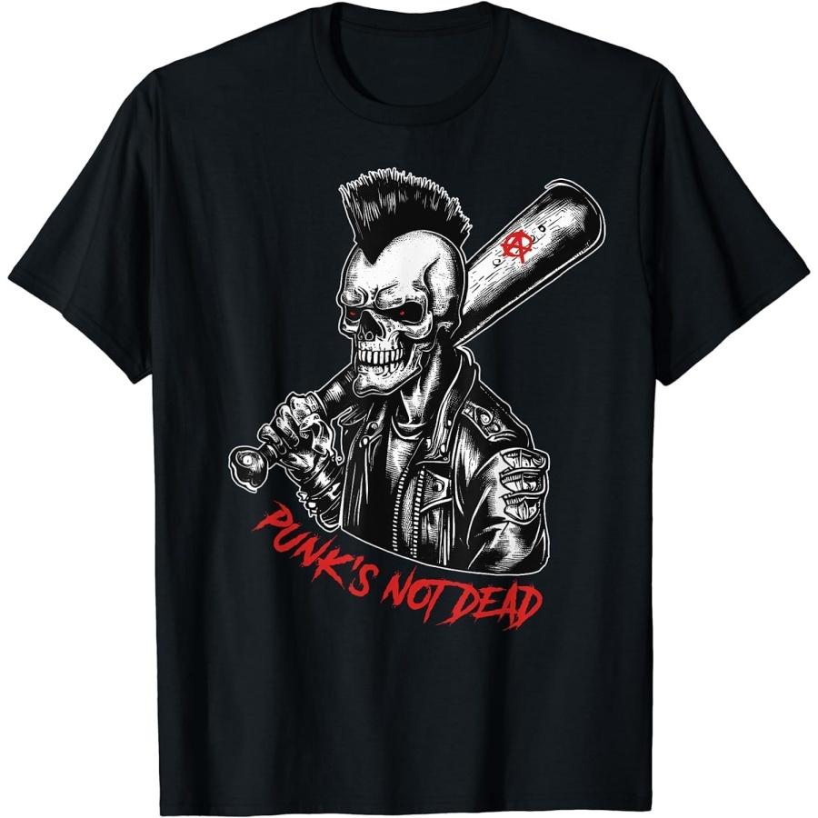 

HERSIL Punks NOT Dead Shirt Skull 70s 80s Emo Punk Goth Clothes T-Shirt XXXXXL різнокольоровий