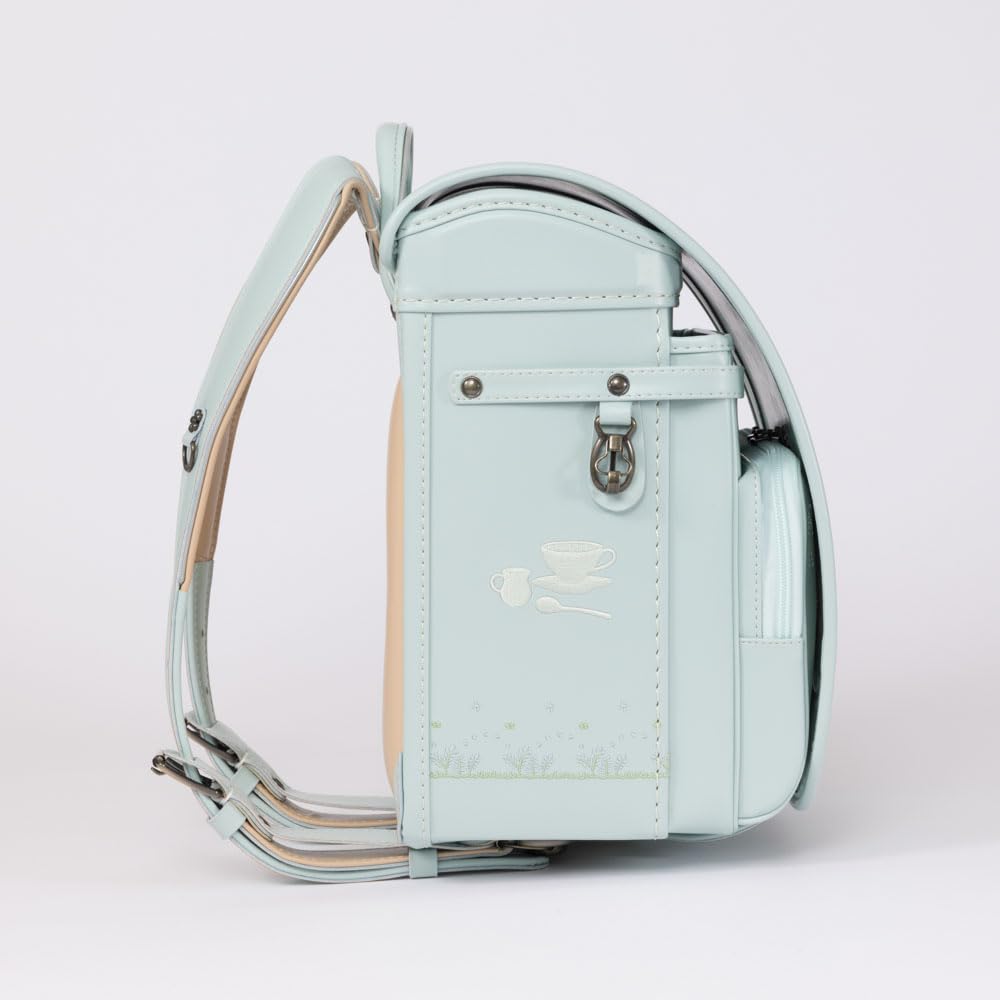QNORQ Jolie Fille School Herb Green Made in Mira Kuru Secure Opening Round Fits A4 Flat Clarino Synthetic Backpack, (2026 Model, Japan, 6-Year