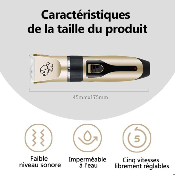 Tondeuse pour Chiens - Professionnelle - Sans Fil - 4 Accessoires - Étanche - Faible Bruit