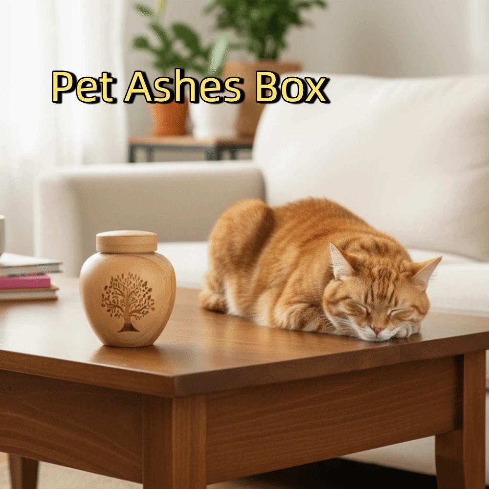 Bamboo Mini Pet Urn Tree Patterns Pet Commemorative Box Dog Keepsake Urns Memorial Gift