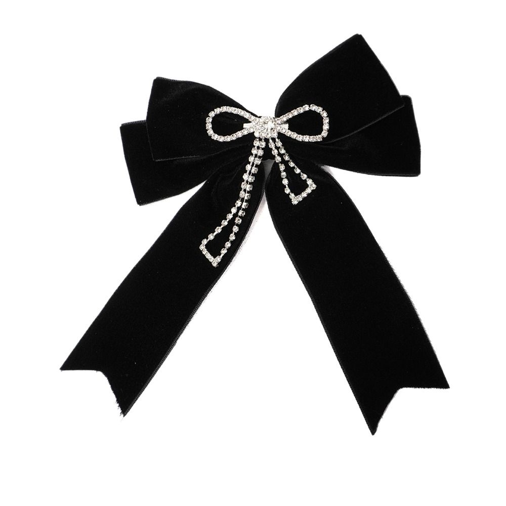 Velvet Memorial Black Ribbon Bowknot Brooch Black Collar Pretied Necktie Clip  Women