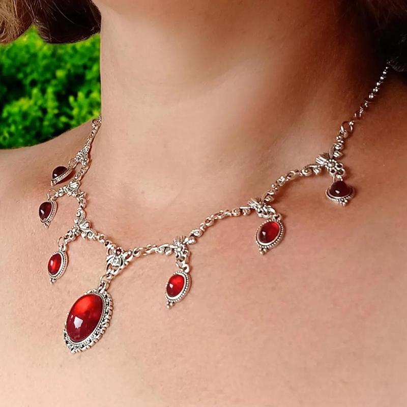 Vampyr Cameo Choker, Gotiske smykker, Victoria, Retro, Sommerfugl, Bloddråpe, Pagan, Hekseri, Alternativ, Halskjede for kvinner