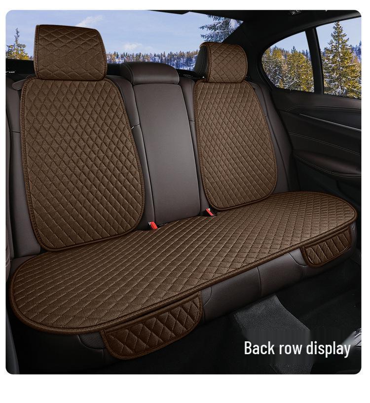 Breathable Linen Car Seat Cushion Set - Four Seasons, Small Waist, Half-Wrapped, 7-Piece