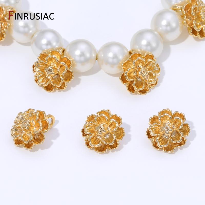 14K Gold Plated Brass Flower Shape Charms Pendant For Jewelry,Blooming Floral Charms For DIY Bracelet Earrings Accessories