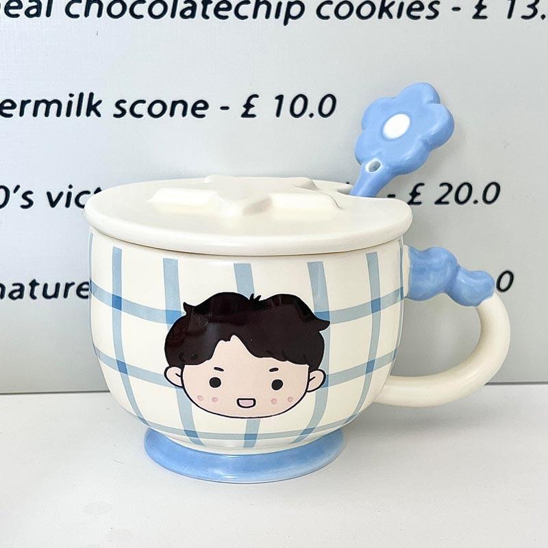 High-value male and female couples drinking cup cute ceramic mug with lid office breakfast cup birthday gift