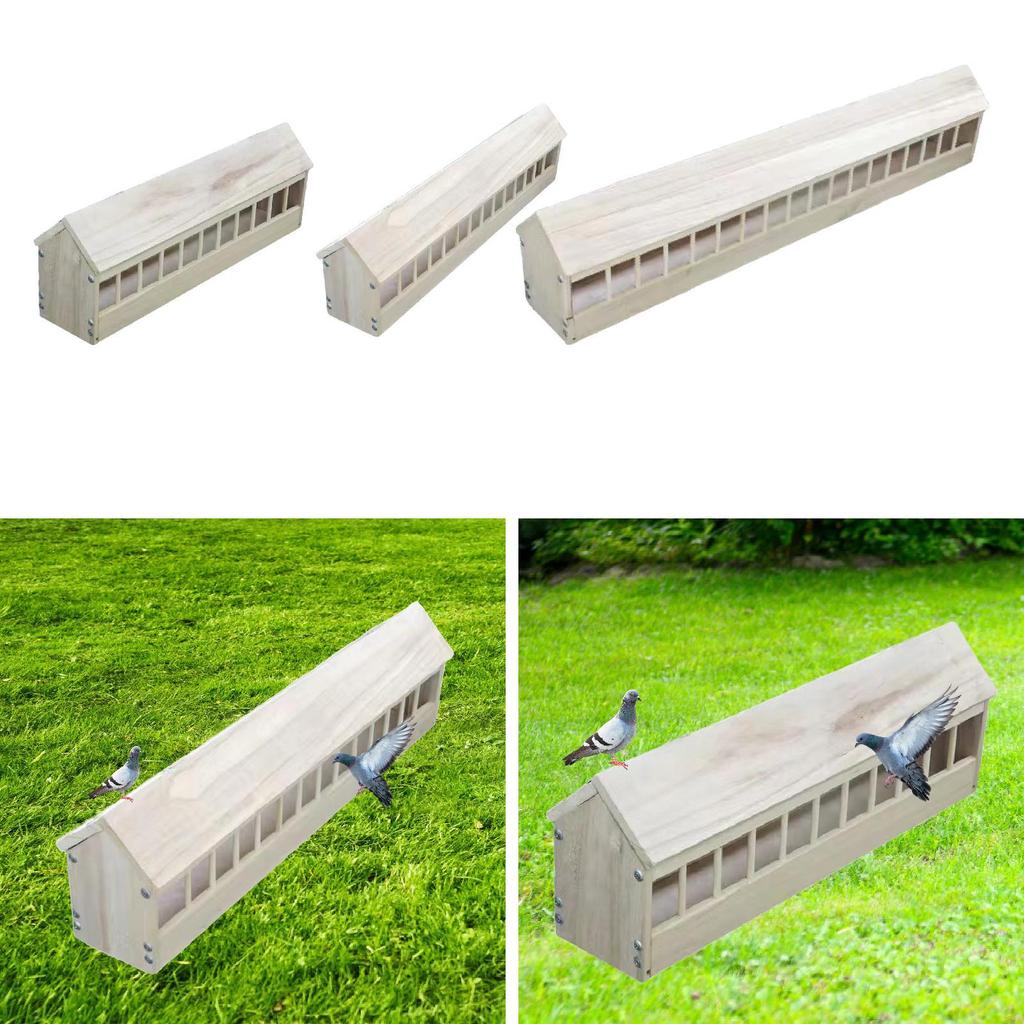 Pigeon Feeder Poultry Dish Bird Feeder Chicken Feeding Trough Wooden Food Dispenser for Balcony Farm Ducks Pigeons Garden