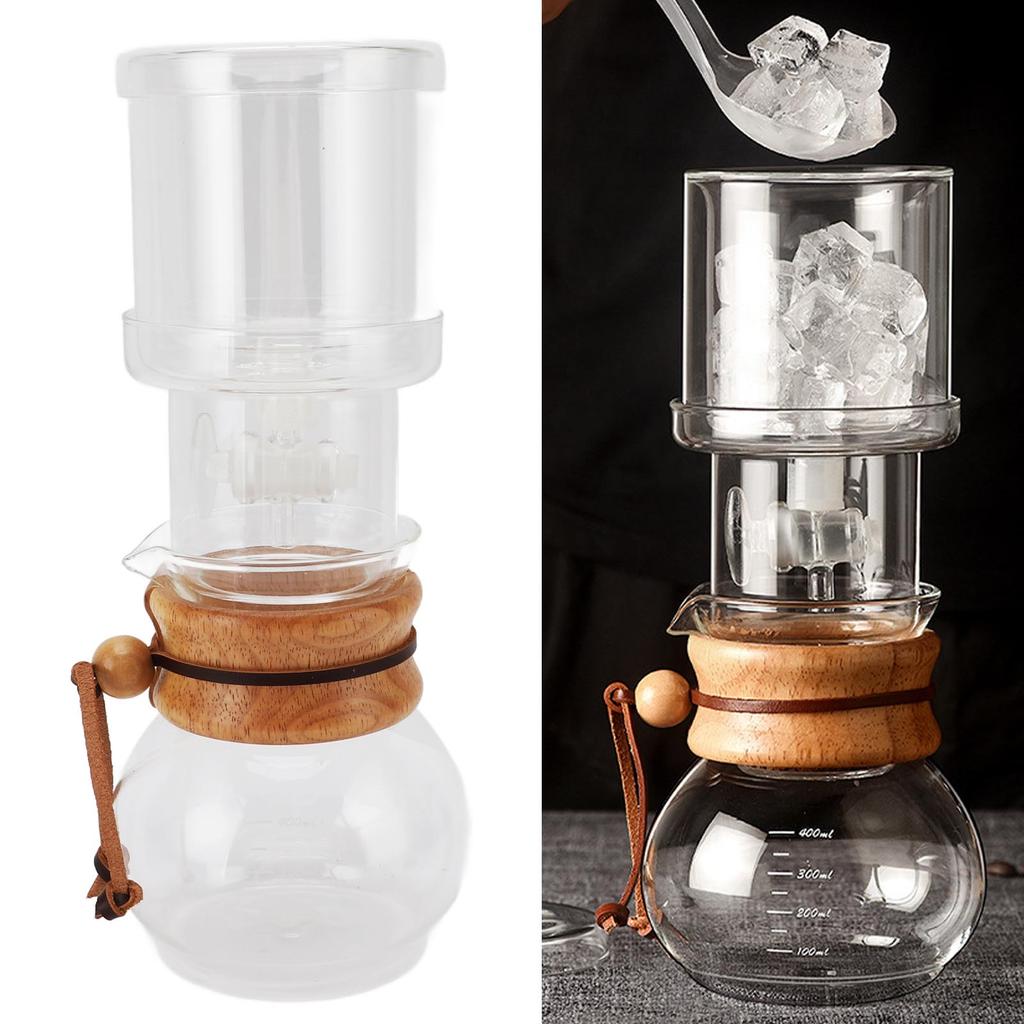 Ice Drip Coffee Maker Clear Glass Cold Brew Coffee Maker Set with Adjustable Water Flowing for Household Tea Room 400ml