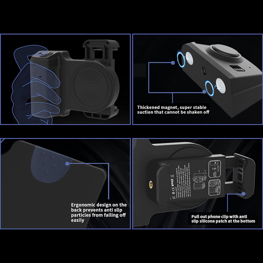 Wireless Handle Grip for Phone Vlog Selfie Grip Phone Holder Stabilizer 360 degrees  Rotatable with 1 4 Inch Screw Hole