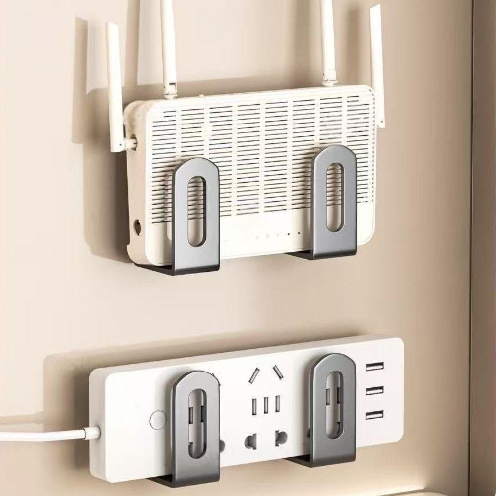No Drill Router Power Strip Holder Carbon Steel Wall Support Bracket Durable Wifi Placement Rack