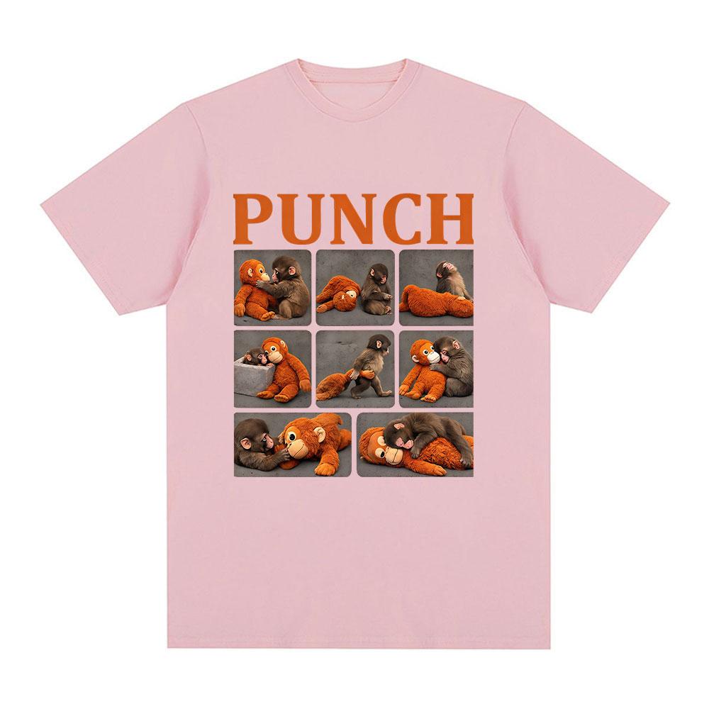 Punch The Monkey Baby Zoo Funny Meme Tshirts Unisexs Women Clothing Casual Cotton Tshirt Fashion Oversized Short Sleeves T Shirt