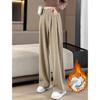 Autumn Winter Lady Snow Warm Pants Girls Classic Fleece High Waist Trousers Women Straight Leg Plush Thermal Casual Pants