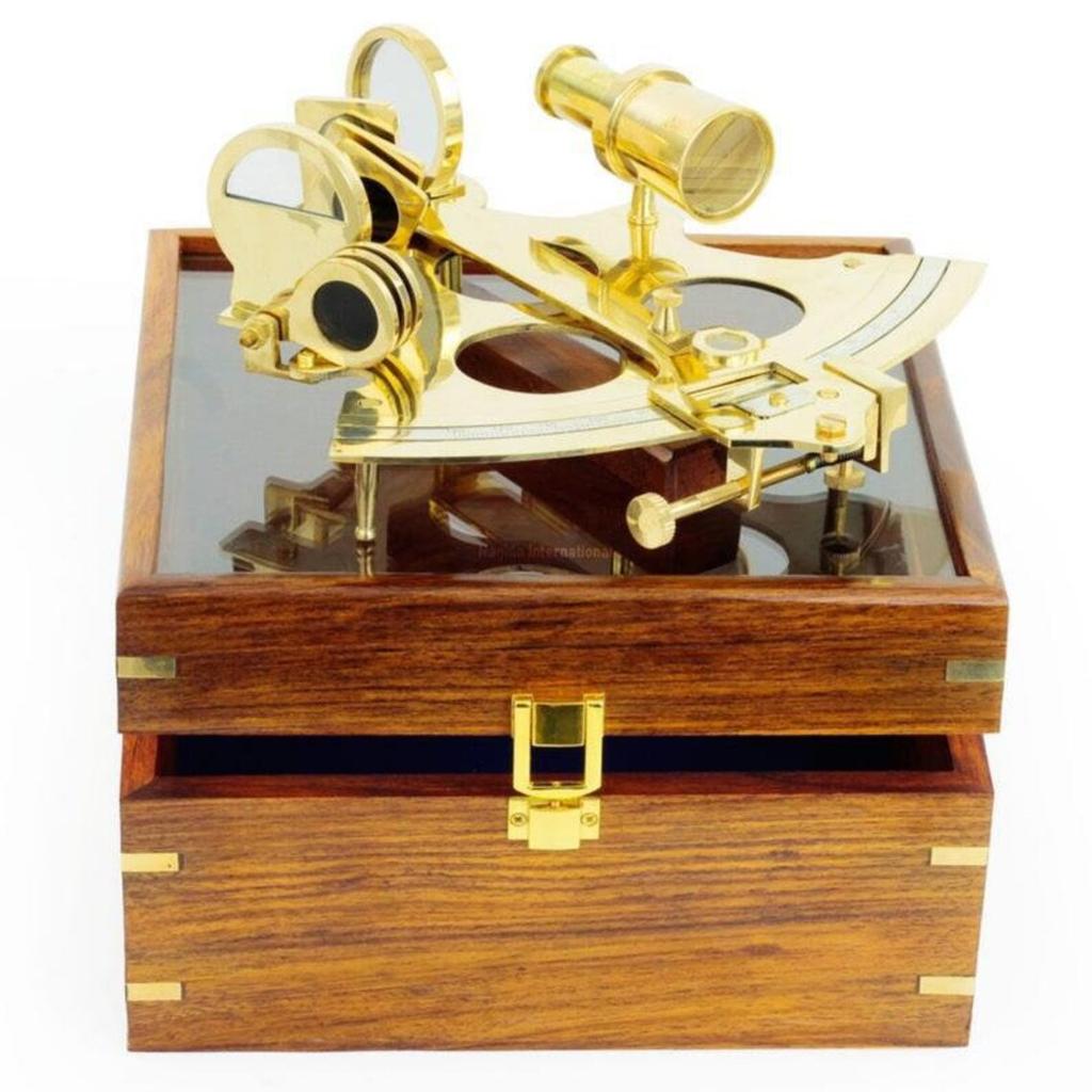 Nautischer Sextant mit Holzkiste | Viktorianische Navigationssammlung, Piraten-Nautik-Geschenkdekorationsideen, Marineinstrument Bestes Geschenk