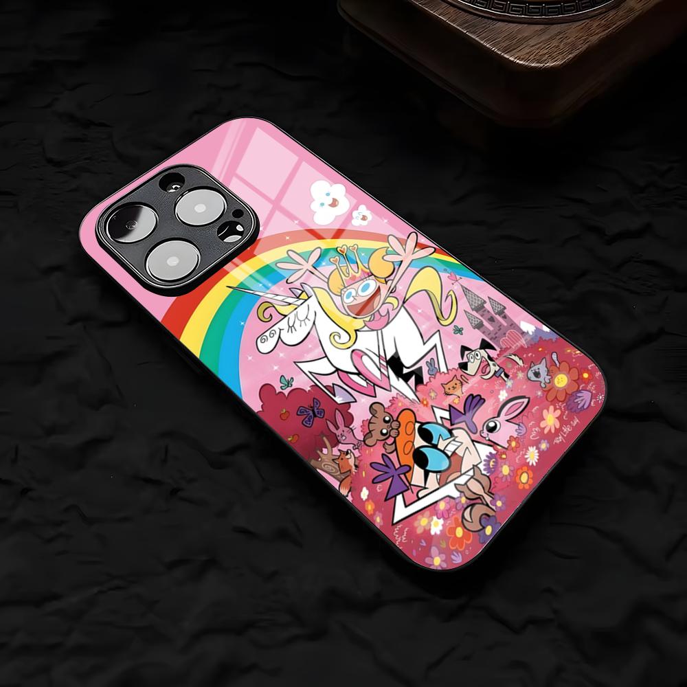Cartoon D-Dexters L-Laboratory Phone Case For IPhone 17 Air 16 E Pro Max 15 14 13 Mini 12 Pro 11 Max Plus Black Glass Cover