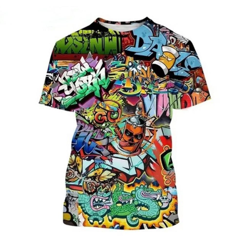 New Graffiti 3D Print T-Shirts Men's Crew Neck Short Sleeve T Shirt Oversized Hip Hop Streetwear Tees Harajuku Tops Man Clothing