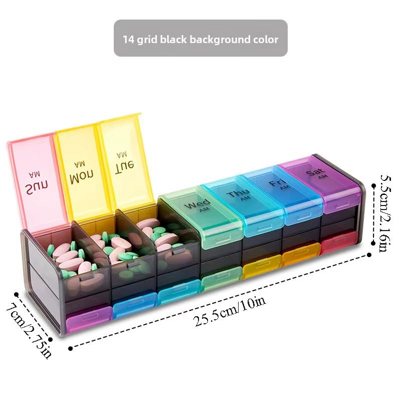 Neuer Wöchentlicher Pillenorganisator 2 Mal Täglich Großes Fach Täglich Tragbar Vitamine Fischöl Kapseln Behälter Medikamentenhalter
