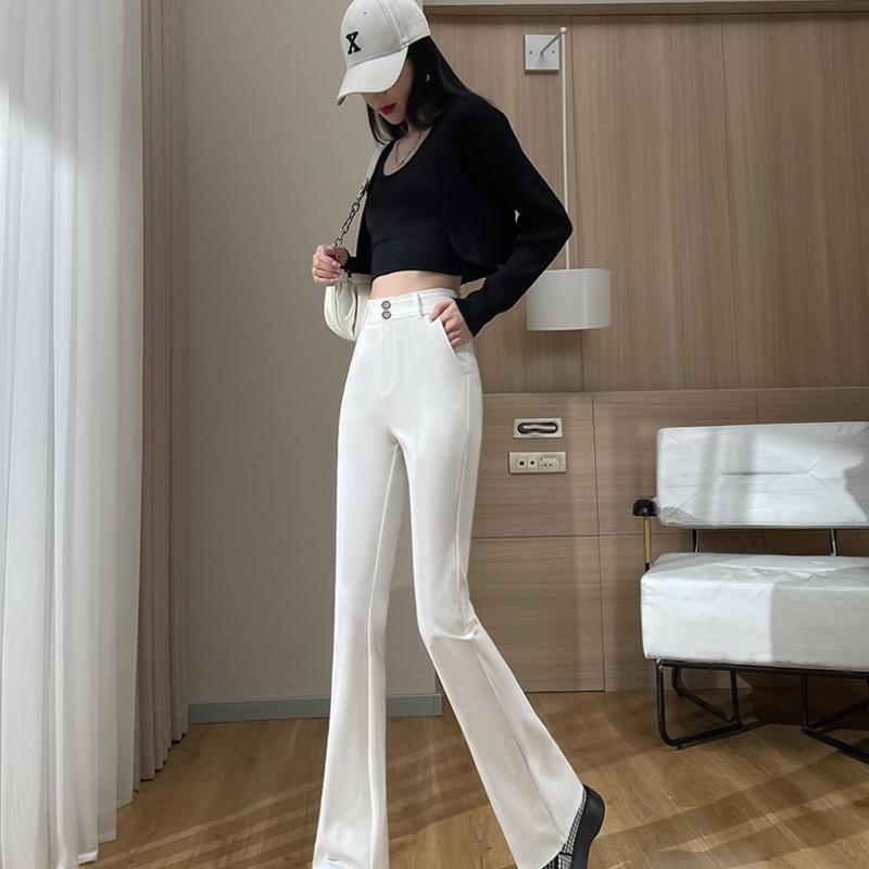 Schwarze Schlaghose mit hohem Bund Frühling Petite Bootcut Hose Lässig Vielseitig Taillenformend Anzughose für Damen