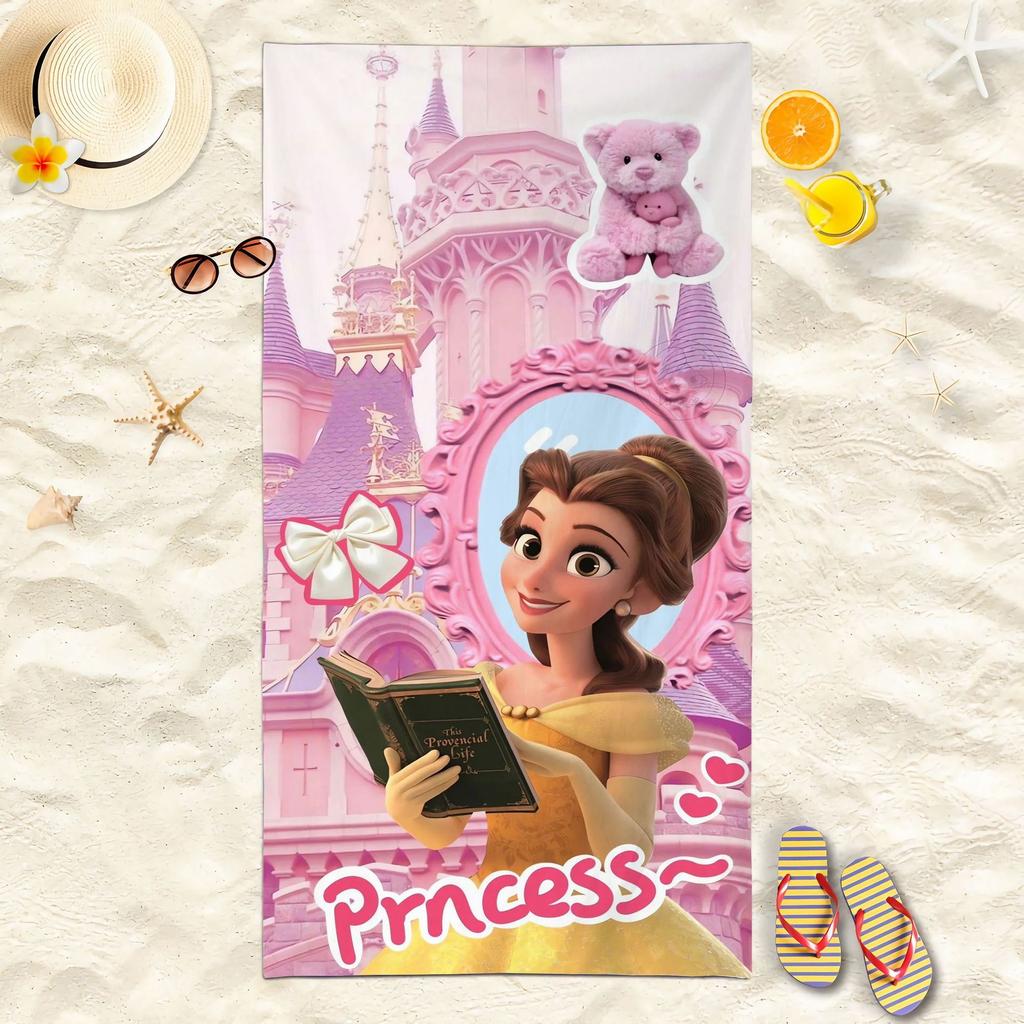 Princess Style Cartoon Printed Microfiber Beach Towel Soft Water Absorbent Bath Towel For Girls