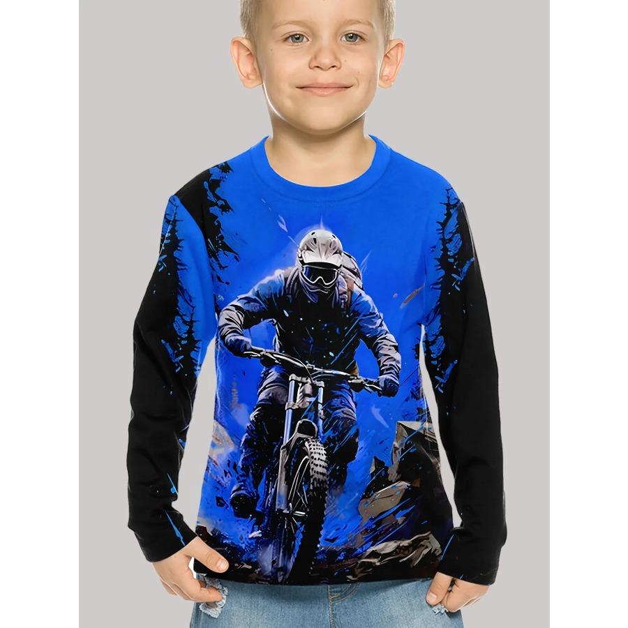 2025 Kids Clothes Boys Tshirt Long Sleeve 3D Dirt Bike Print Kids Clothes Casual Children Clothes Girl Pullover Top Boys Clothes