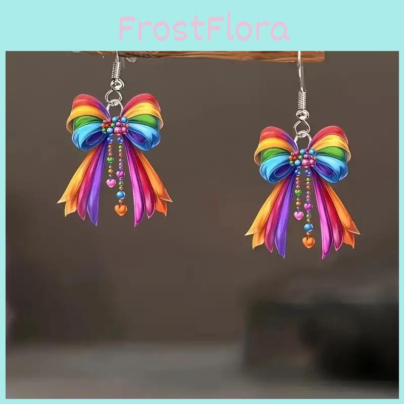 Creative Rainbow Bow Women's Acrylic Earrings For Women And Men Summer