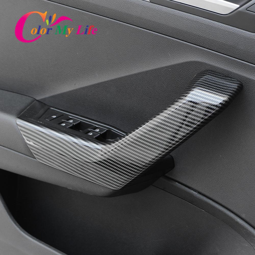 Car Door Armrest Panel Cover Sticker for VW Volkswagen Troc T-roc 2018 - 2023 Door Handle Trim