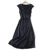 MD Women Clothes Old Qian Feng Drape Elegant Long Dress High Sense Satin Short Sleeve Dress Female 06659584452