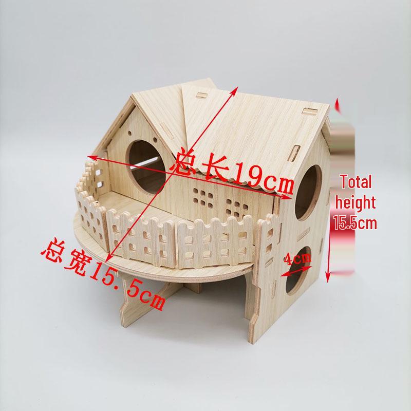 Solid Wood Hideout for Hamsters, Squirrels, Hedgehogs, and Guinea Pigs - Large Wooden House/Nest
