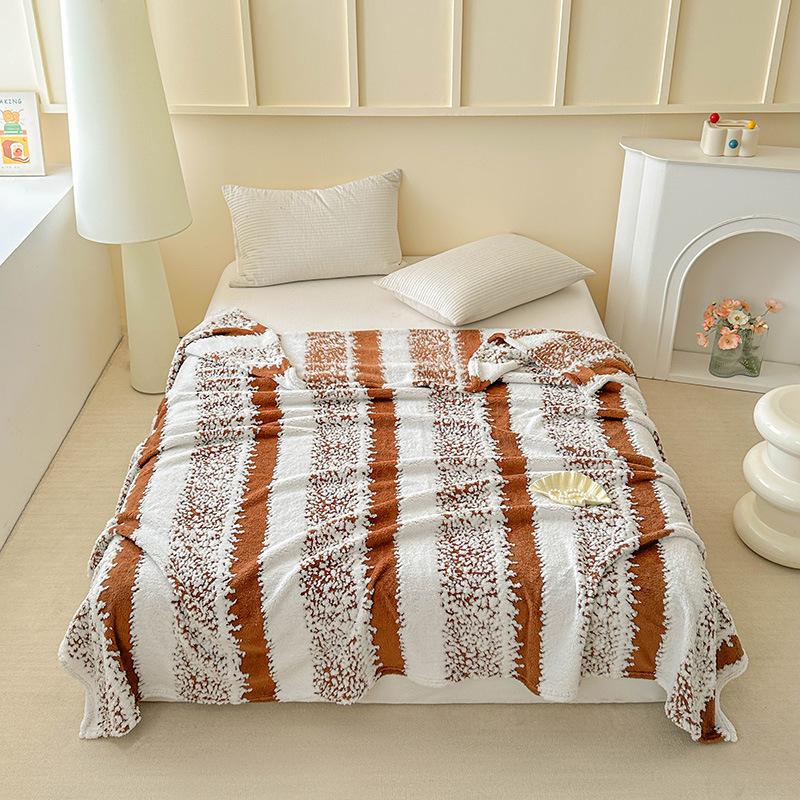 

Полосатое одеяло для дома, студенческого общежития, удобное покрывало, для офисного кондиционирования, мягкое флисовое одеяло, теплое уютное одеяло, подходит для всех сезонов 100 x 150cm