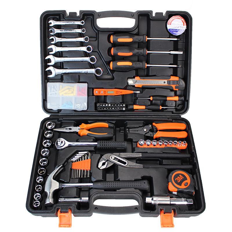 Household Hardware Tool Set: Electric & Impact Drill Combo with Toolbox for Vehicle Repair