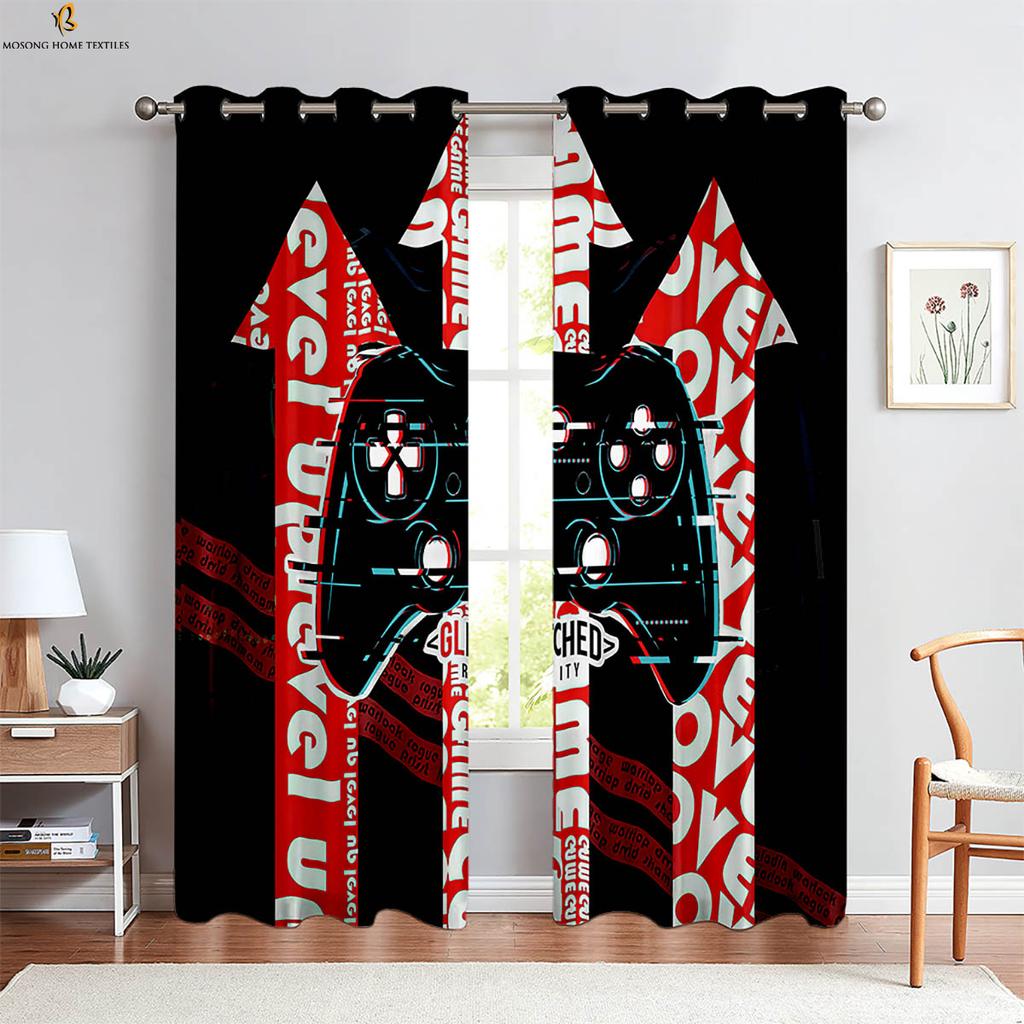 Cool Game Controller 3d Printed Curtains Suitable For Gaming Room Bedroom Study Room Decorative Curtains Home Decoration 2 PCS