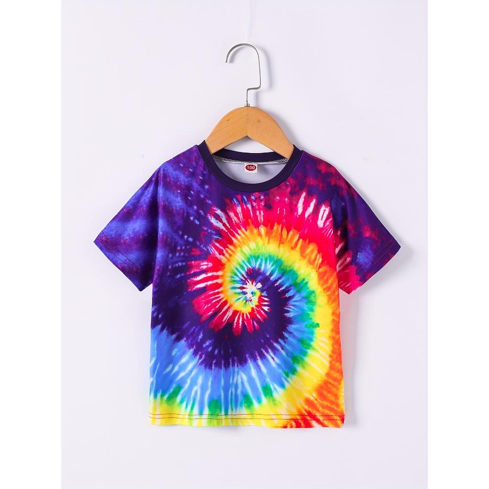 Children's T-shirt Rainbow Tie-Dye 3D Print Kids Clothes Short Sleeve T-Shirt Summer Children Top Round Neck Children's Clothing