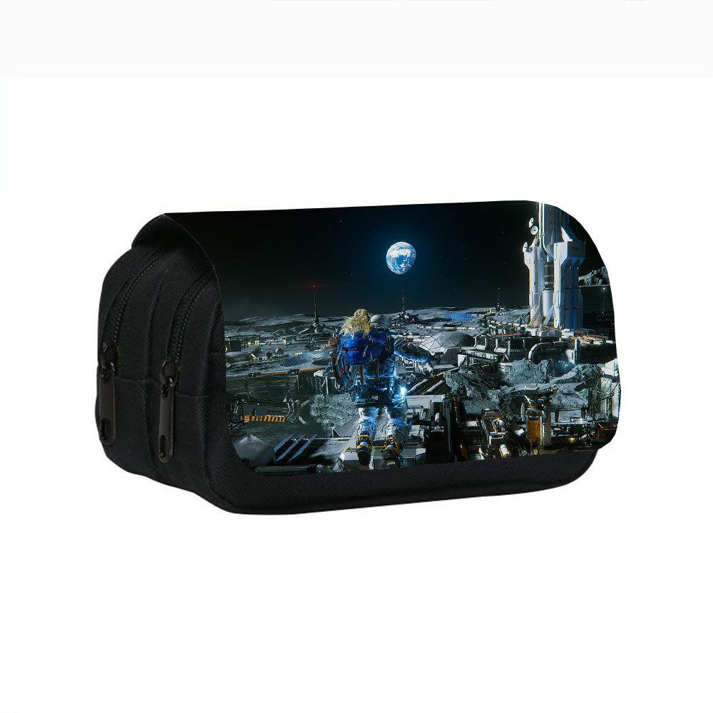 Pragmata Ink Print Double Layer Pencil Case With Nylon Material For Students