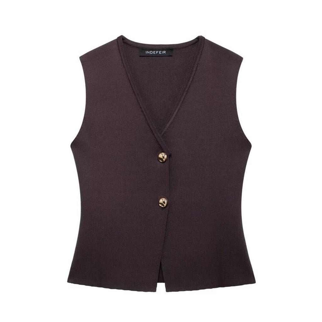 Women Skirt Set Wine Red Knitted V-Neck Sleeveless Slim Vest +Solid High Waist Zipper Patchwork Long Skirt Street