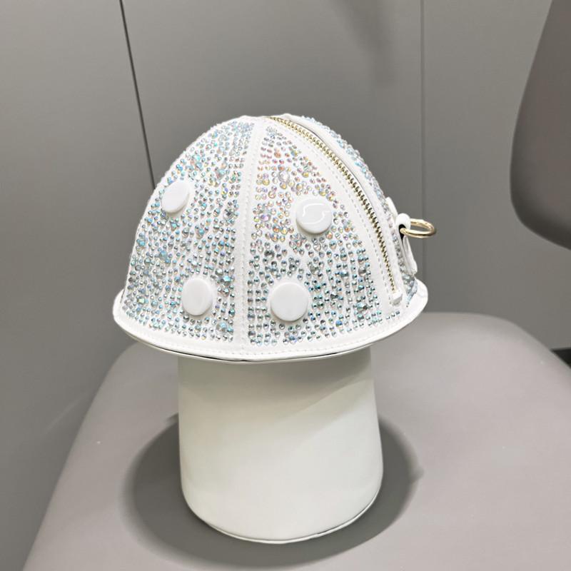 2025 Luxus Mode Designer Damen Pilzförmige Strassstein Clutch Femme Kristall Umhängetasche Lustige Shiitake Handtasche